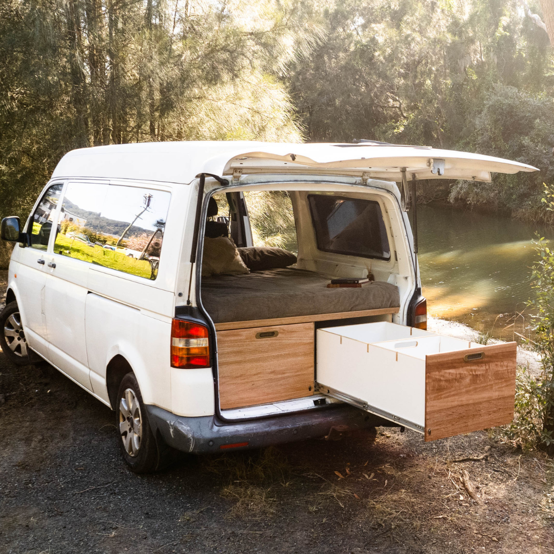 Tuck Away Kitchen Pod in 2008 VW Transporter Conversion