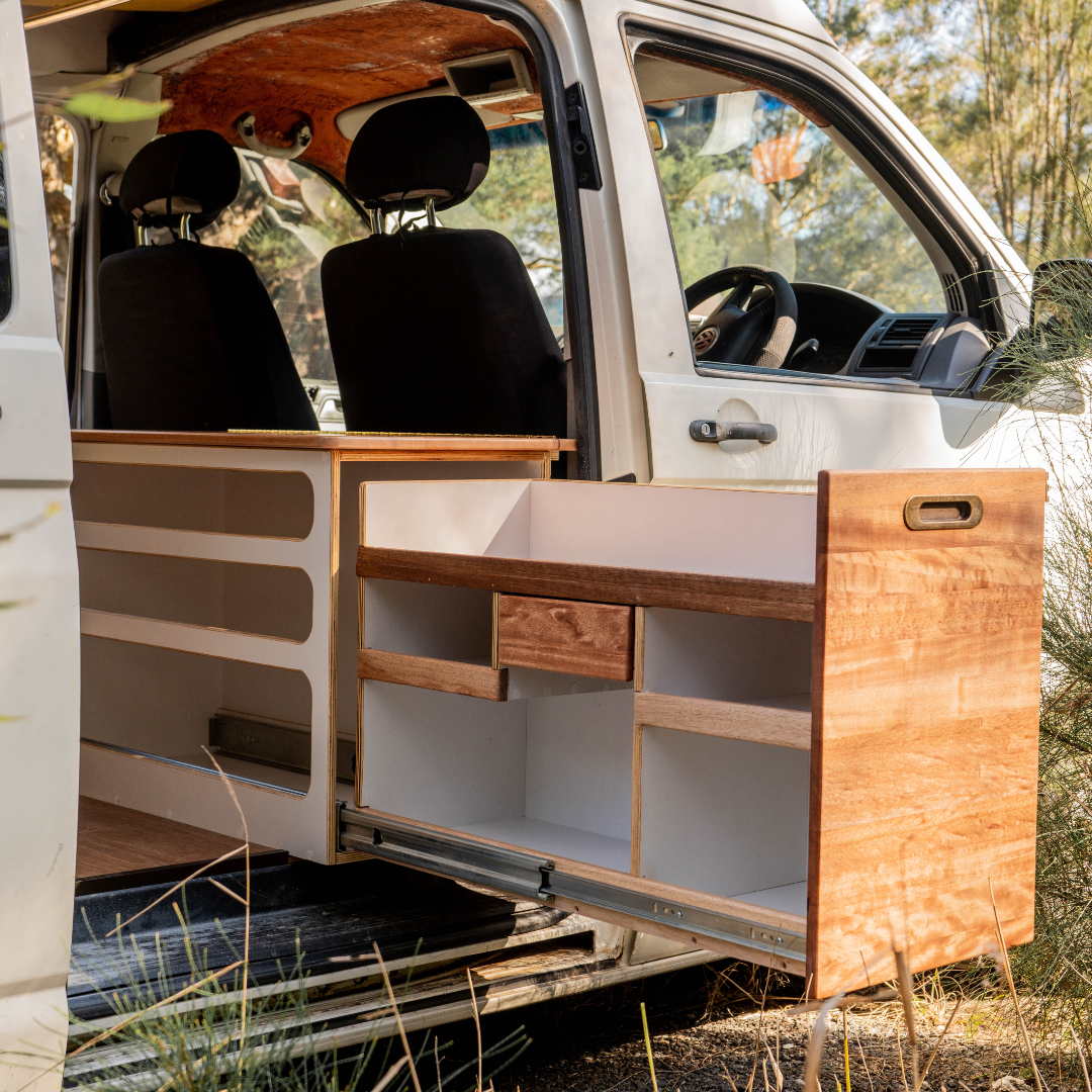 Interior View of 2008 VW Transporter with Custom Van Fitouts